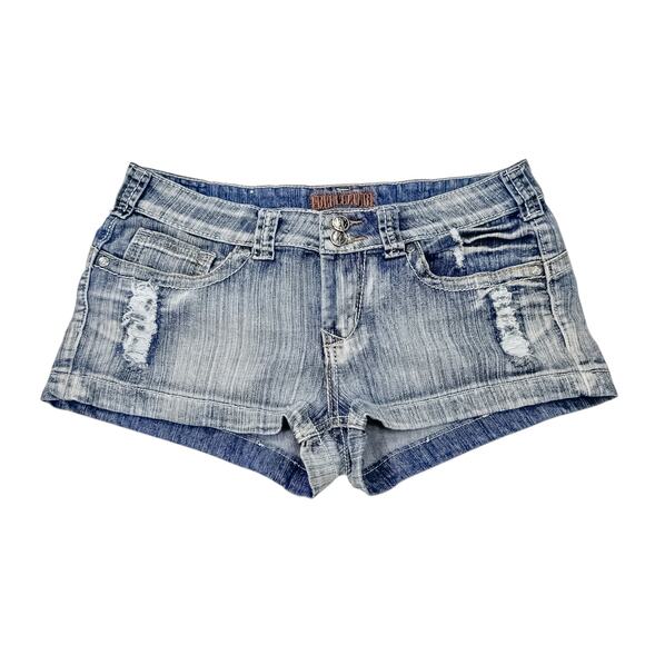 Free Culture Mid-Wash Denim Shorts Size 13 Stretch Cotton Blend Casual - Picture 1 of 10